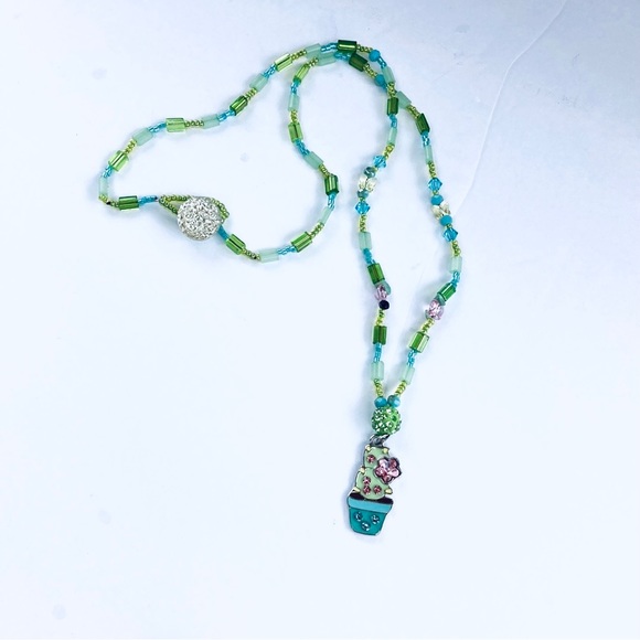 Artisan Crafted Sweet Sparkling Cactus Necklace - Picture 6 of 9